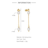 925 Silver Stud Earrings Baroque Pearl Drop Earrings