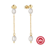 925 Silver Stud Earrings Baroque Pearl Drop Earrings