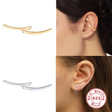925 Silver Stud Earrings Long Line Minimalist Ear Piercing Jewelry