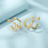 925 Silver Stud Earrings Micro Inlaid C-shaped Earring For Women