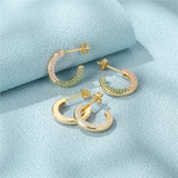925 Silver Stud Earrings Micro Inlaid C-shaped Earring For Women
