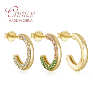925 Silver Stud Earrings Micro Inlaid C-shaped Earring For Women