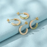 925 Silver Stud Earrings Micro Inlaid C-shaped Earring For Women