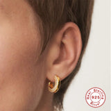 925 Silver Stud Earrings Micro Inlaid C-shaped Earring For Women