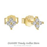 925 Silver Zircon Ear bone nail Crystal Flower Studs