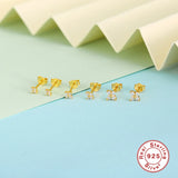 925 Silver Zircon Ear bone nail Crystal Flower Studs