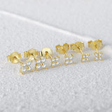925 Silver Zircon Ear bone nail Crystal Flower Studs