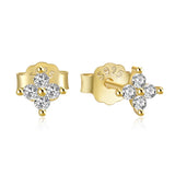 925 Silver Zircon Ear bone nail Crystal Flower Studs