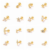 925 Silver CZ Labret Lip Ring Cartilage Earring