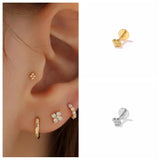 925 Silver CZ Labret Lip Ring Cartilage Earring