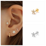 925 Silver CZ Labret Lip Ring Cartilage Earring