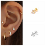 925 Silver CZ Labret Lip Ring Cartilage Earring