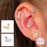 925 Silver Stud Earrings Horse Eye Zircon Piercing Ear Bone Earrings