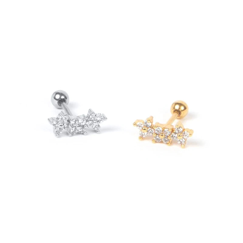 925 Silver Stud Earrings Horse Eye Zircon Piercing Ear Bone Earrings