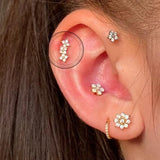 925 Silver Stud Earrings Horse Eye Zircon Piercing Ear Bone Earrings