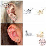 925 Silver Stud Earrings Horse Eye Zircon Piercing Ear Bone Earrings