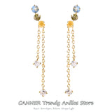 925 Silver Summer Tassel Rainbow CZ Circle Drop Earring Wedding Jewelry