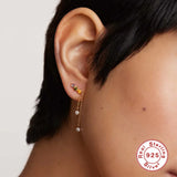 925 Silver Summer Tassel Rainbow CZ Circle Drop Earring Wedding Jewelry