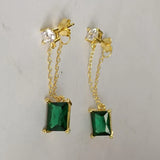 925 Silver Tassel Chain Dangle Earrings Rhinestone Drop Earrings