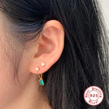 925 Silver Tassel Chain Dangle Earrings Rhinestone Drop Earrings