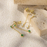 925 Silver Tassel Chain Earring Colorful Zircon Drop Earrings For Women
