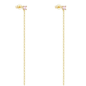 925 Silver Tassel Chain Earring Colorful Zircon Drop Earrings For Women