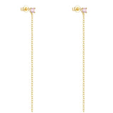 925 Silver Tassel Chain Earring Colorful Zircon Drop Earrings For Women