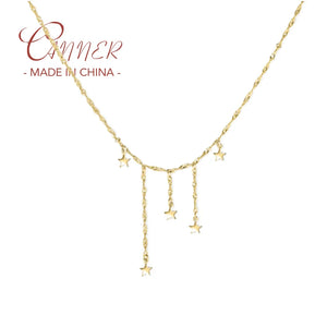 925 Silver Star Pendant Necklace Multilayer Chain