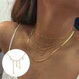 925 Silver Star Pendant Necklace Multilayer Chain