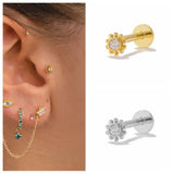 925 Silver Tragus Piercing Stud Earrings CZ Lip Cartilage Jewel