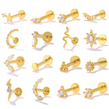 925 Silver Tragus Piercing Stud Earrings CZ Lip Cartilage Jewel