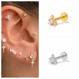925 Silver Tragus Piercing Stud Earrings CZ Lip Cartilage Jewel