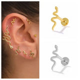925 Silver Tragus Piercing Stud Earrings CZ Lip Cartilage Jewel