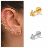 925 Silver Tragus Piercing Stud Earrings CZ Lip Cartilage Jewel