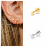 925 Silver Tragus Piercing Stud Earrings CZ Lip Cartilage Jewel