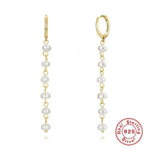 925 Silver Pearl Dangle Earrings Wedding Jewelry