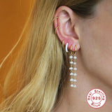 925 Silver Pearl Dangle Earrings Wedding Jewelry