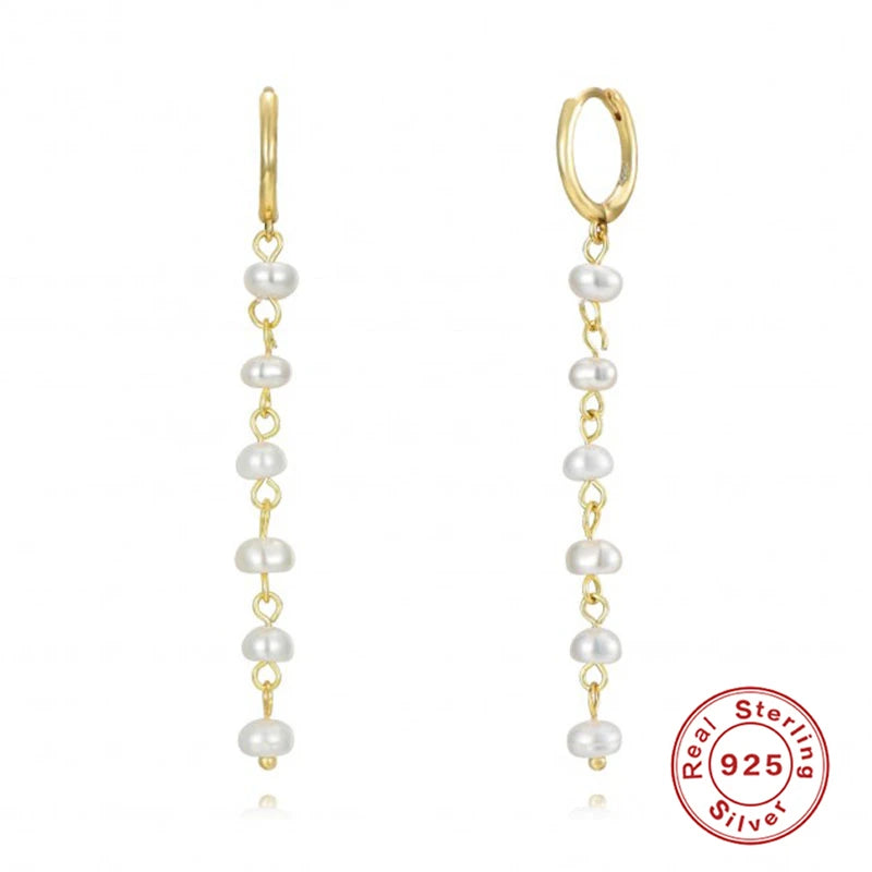 925 Silver Pearl Dangle Earrings Wedding Jewelry