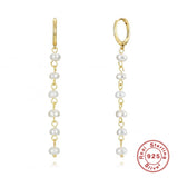 925 Silver Pearl Dangle Earrings Wedding Jewelry