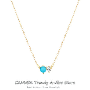 Turquoise Zircon Pendant Necklace for Women