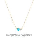 Turquoise Zircon Pendant Necklace for Women