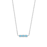 925 Silver Turquoise Square Pendant Necklace For Women