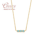 925 Silver Turquoise Square Pendant Necklace For Women