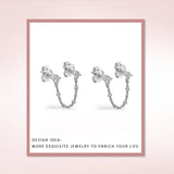 925 Silver Two Hole Piercing Earrings Crystal Zircon Chain Party Jewelry