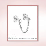 925 Silver Two Hole Piercing Earrings Crystal Zircon Chain Party Jewelry