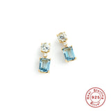 925 Silver WhiteSea Zircon Stud Earrings Wedding Jewelry