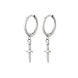 925 Sterling Silver Vintage Dagger Hoop Earrings