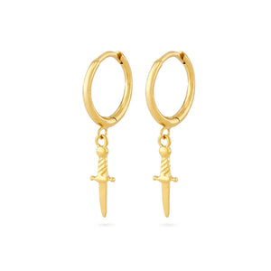 925 Sterling Silver Vintage Dagger Hoop Earrings