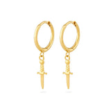 925 Sterling Silver Vintage Dagger Hoop Earrings