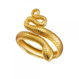 925 Silver Vintage Open Snake Ring Women Punk Party Engagement Wedding Jewelry